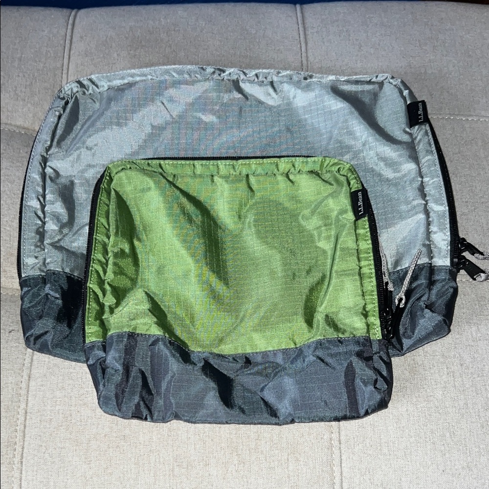 L.L. Bean Two-Tone Toiletry Gray and Green Bags